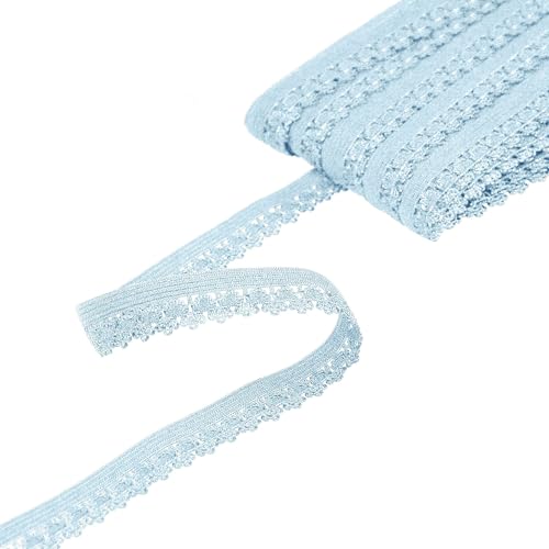 Rüschengummi Spitzenband elastisch 18m x 25mm Gummilitze Gummiband Spitze Farbwahl, Farbe:hellblau von maDDma