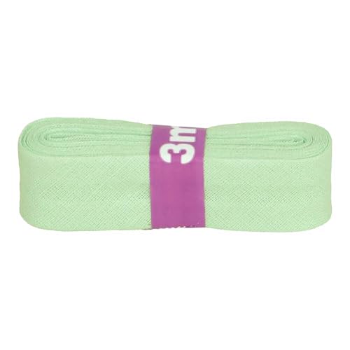 Schrägband 3m x 20mm Baumwolle gefalzt 60 Farben Einfassband Saumband, Farbe:285 mint von maDDma