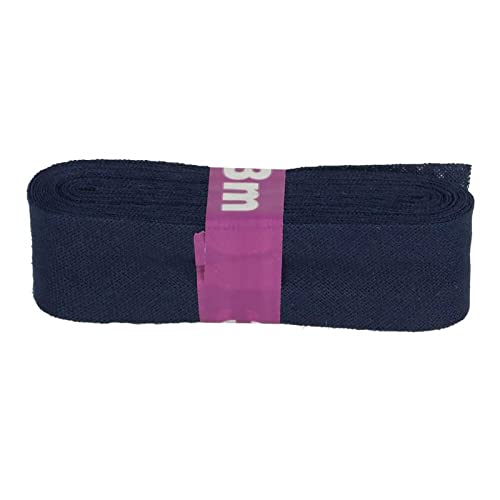 Schrägband 3m x 20mm Baumwolle gefalzt 60 Farben Einfassband Saumband, Farbe:211 nachtblau von maDDma