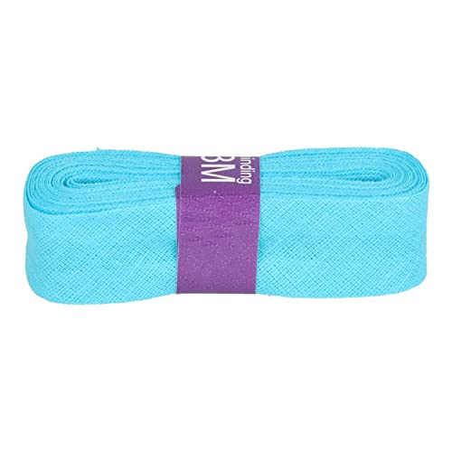 Schrägband 3m x 20mm Baumwolle gefalzt Einfassband Saumband Farbwahl, Farbe:298 türkisblau von maDDma
