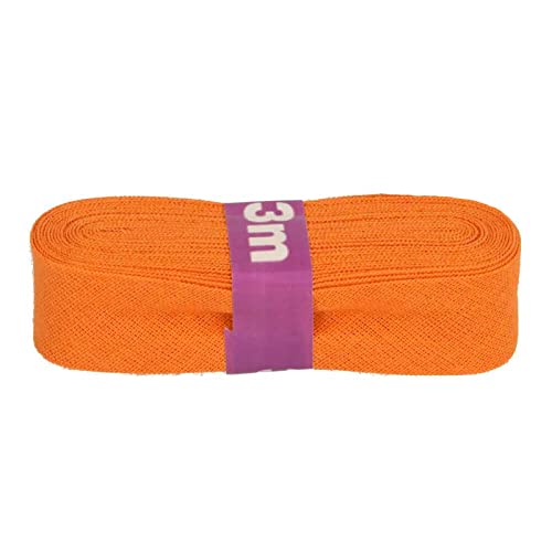 Schrägband 3m x 20mm Baumwolle gefalzt Einfassband Saumband Farbwahl, Farbe:693 orange von maDDma