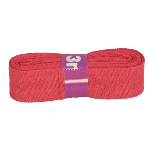 Schrägband 3m x 20mm Baumwolle gefalzt 60 Farben Einfassband Saumband, Farbe:742 erdbeerrot von maDDma