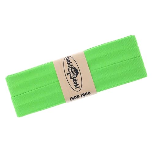 Schrägband Jersey 3m Breite 20mm Oaki Doki Tricot de Luxe Einfassband elastisch über 80 Farben, Farbe:apfelgrün Schrägband Jersey 3m Breite 20mm Oaki Doki Tricot de Luxe Einfassband elastisch über 80 Farben, Farbe:apfelgrün von maDDma