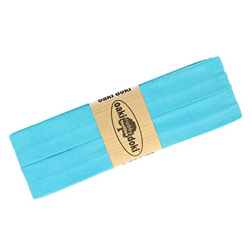 Schrägband Jersey 3m Breite 20mm Oaki Doki Tricot de Luxe Einfassband elastisch über 80 Farben, Farbe:aquamarin von maDDma