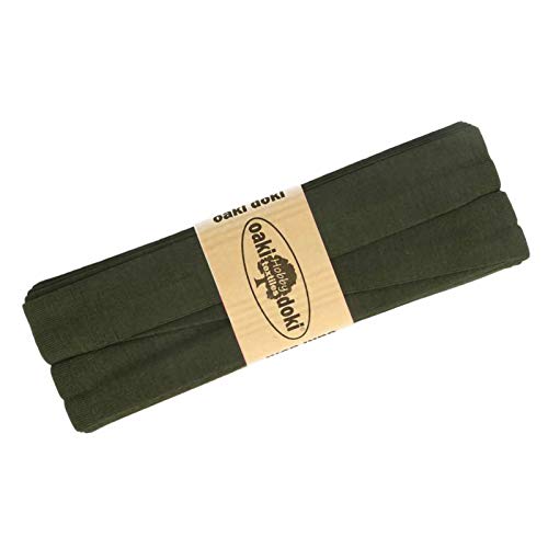 Schrägband Jersey 3m Breite 20mm Oaki Doki Tricot de Luxe Einfassband elastisch über 80 Farben, Farbe:dunkeloliv von maDDma