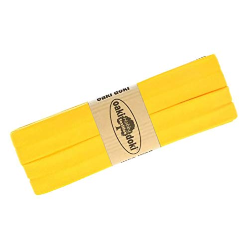 Schrägband Jersey 3m Breite 20mm Oaki Doki Tricot de Luxe Einfassband elastisch über 80 Farben, Farbe:gelb von maDDma
