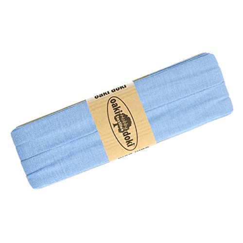 Schrägband Jersey 3m Breite 20mm Oaki Doki Tricot de Luxe Einfassband elastisch über 80 Farben, Farbe:hellblau von maDDma