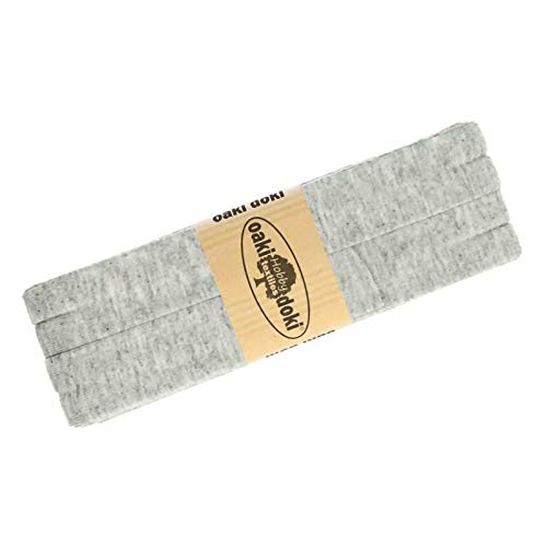 Schrägband Jersey 3m Breite 20mm Oaki Doki Tricot de Luxe Einfassband elastisch über 80 Farben, Farbe:hellgrau meliert von maDDma