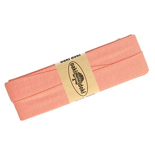 Schrägband Jersey 3m Breite 20mm Oaki Doki Tricot de Luxe Einfassband elastisch über 80 Farben, Farbe:lachs von maDDma