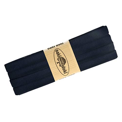 Schrägband Jersey 3m Breite 20mm Oaki Doki Tricot de Luxe Einfassband elastisch über 80 Farben, Farbe:nachtblau von maDDma
