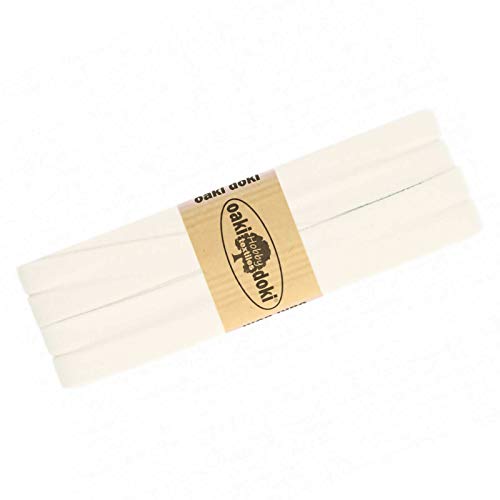 Schrägband Jersey 3m Breite 20mm Oaki Doki Tricot de Luxe Einfassband elastisch über 80 Farben, Farbe:naturweiß von maDDma