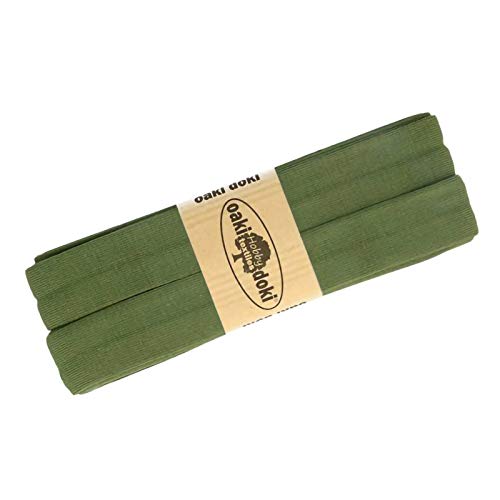 Schrägband Jersey 3m Breite 20mm Oaki Doki Tricot de Luxe Einfassband elastisch über 80 Farben, Farbe:olivgrün Schrägband Jersey 3m Breite 20mm Oaki Doki Tricot de Luxe Einfassband elastisch über 80 Farben, Farbe:olivgrün von maDDma