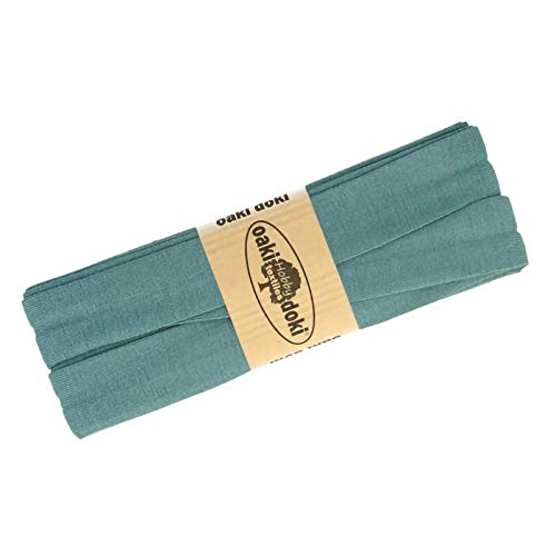 Schrägband Jersey 3m Breite 20mm Oaki Doki Tricot de Luxe Einfassband elastisch über 80 Farben, Farbe:petrol grau von maDDma