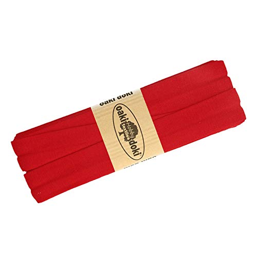 Schrägband Jersey 3m Breite 20mm Oaki Doki Tricot de Luxe Einfassband elastisch über 80 Farben, Farbe:rot von maDDma
