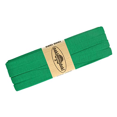 Schrägband Jersey 3m Breite 20mm Oaki Doki Tricot de Luxe Einfassband elastisch über 80 Farben, Farbe:smaragdgrün von maDDma