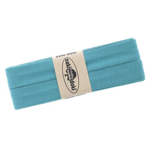 Schrägband Jersey 3m Breite 20mm Oaki Doki Tricot de Luxe Einfassband elastisch über 80 Farben, Farbe:taubenblau von maDDma
