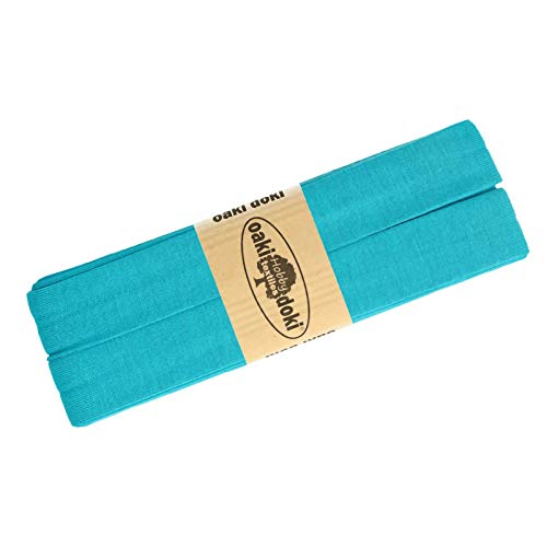 Schrägband Jersey 3m Breite 20mm Oaki Doki Tricot de Luxe Einfassband elastisch über 80 Farben, Farbe:türkis Schrägband Jersey 3m Breite 20mm Oaki Doki Tricot de Luxe Einfassband elastisch über 80 Farben, Farbe:türkis von maDDma