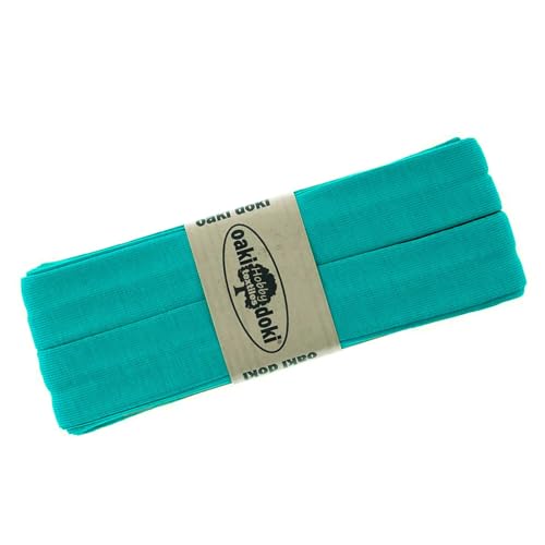 Schrägband Jersey 3m Breite 20mm Oaki Doki Tricot de Luxe Einfassband elastisch über 80 Farben, Farbe:türkisblau von maDDma