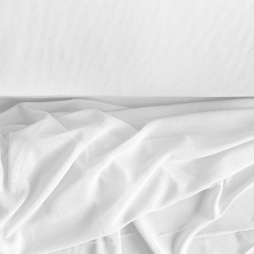 Soft-Tüll elastischer Feintüll Meterware Dessoustüll Kleidertüll Kostümstoff Fasching 17 Farben, Farbe:weiß von maDDma