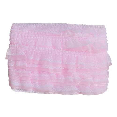 Spitzenrüsche 1m doppellagige Rüsche Spitze Rüschen-Borte Meterware 40mm breit Farbwahl, Farbe:rosa Spitzenrüsche 1m doppellagige Rüsche Spitze Rüschen-Borte Meterware 40mm breit Farbwahl, Farbe:rosa von maDDma