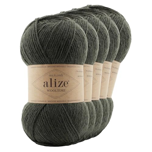 Strickgarn Alize Wooltime 5x100g 75% Wolle Oeko-Tex 100 Häkelgarn Farbwahl, Farbe:873 tannengrün Strickgarn Alize Wooltime 5x100g 75% Wolle Oeko-Tex 100 Häkelgarn Farbwahl, Farbe:873 tannengrün von maDDma