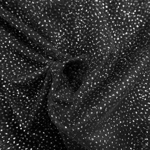 Tüll mit Glitzer Kostümstoff Fasching Royal Tüll 1 x 1,5 m Meterware Farbwahl, Farbe:001 - schwarz/silber Tüll mit Glitzer Kostümstoff Fasching Royal Tüll 1 x 1,5 m Meterware Farbwahl, Farbe:001 - schwarz/silber von maDDma
