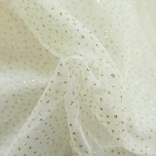 Tüll mit Glitzer Kostümstoff Fasching Royal Tüll 1 x 1,5 m Meterware Farbwahl, Farbe:006 - creme/gold Tüll mit Glitzer Kostümstoff Fasching Royal Tüll 1 x 1,5 m Meterware Farbwahl, Farbe:006 - creme/gold von maDDma
