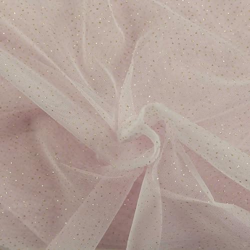 Tüll mit Glitzer Kostümstoff Fasching Royal Tüll 1 x 1,5 m Meterware Farbwahl, Farbe:012 - babyrosa/gold Tüll mit Glitzer Kostümstoff Fasching Royal Tüll 1 x 1,5 m Meterware Farbwahl, Farbe:012 - babyrosa/gold von maDDma
