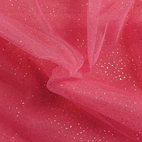 Tüll mit Glitzer Kostümstoff Fasching Royal Tüll 1 x 1,5 m Meterware Farbwahl, Farbe:014 - pink/gold Tüll mit Glitzer Kostümstoff Fasching Royal Tüll 1 x 1,5 m Meterware Farbwahl, Farbe:014 - pink/gold von maDDma