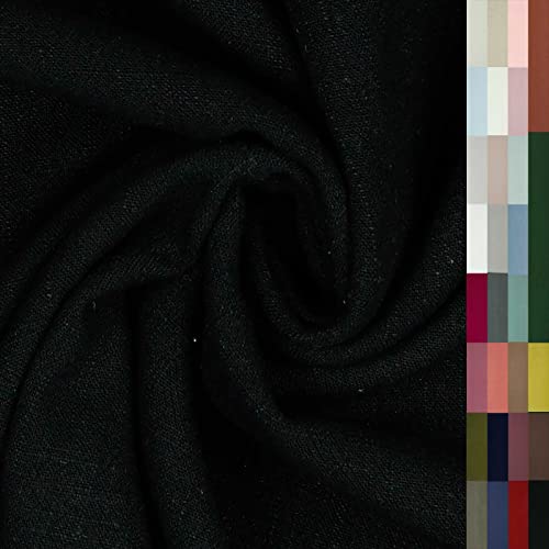 Viskose Leinen Stoff ab 0,5m x 1,37m Kleiderstoff Kostümstoff Sommer Farbwahl, Farbe:001 - schwarz von maDDma