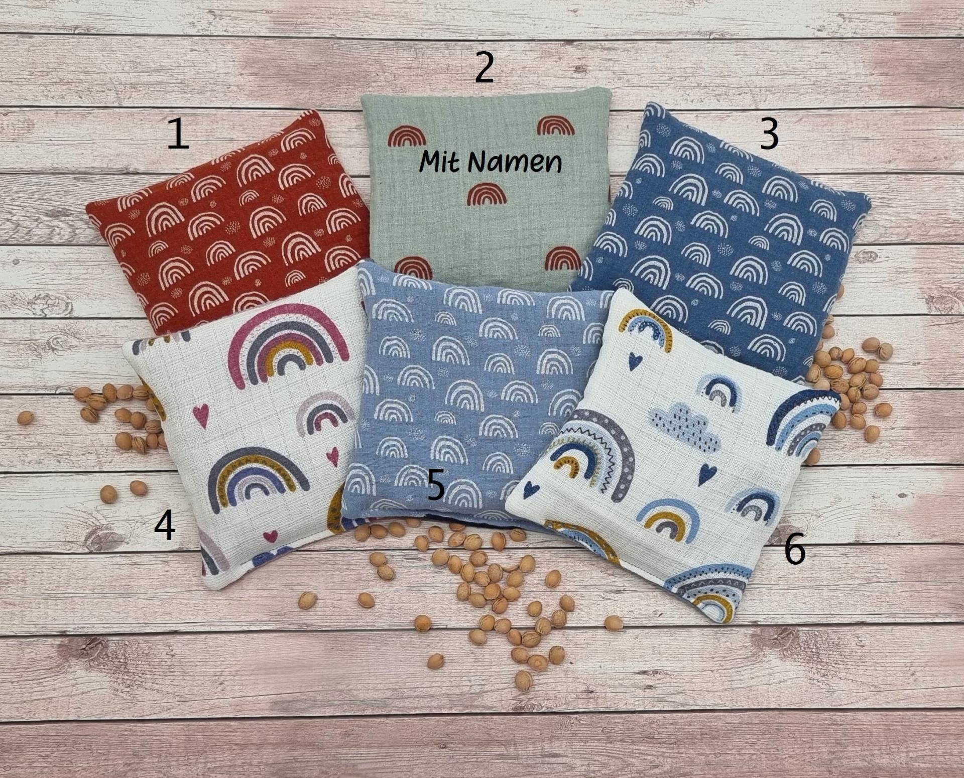 Kirschkernkissen, Körnerkissen, Wärmekissen 14 X 14cm, Personalisierung, Mit Namen, Musselin, Waffelpique, Naturprodukt, Regenbogen, Blumen Kirschkernkissen, Körnerkissen, Wärmekissen 14 X 14cm, Personalisierung, Mit Namen, Musselin, Waffelpique, Naturprodukt, Regenbogen, Blumen von madebyJarka