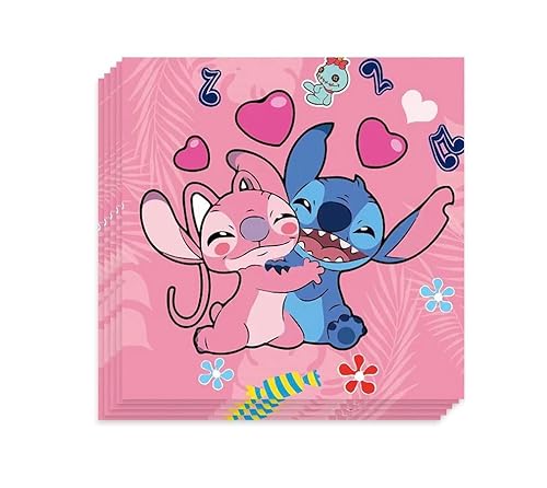Pink Lilo and Stitch Geburtstagspartyzubehör Engel Kinder Mädchen Geschirr Dekor (Servietten) von madeokoltd