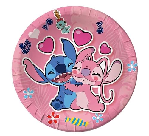 Pink Lilo and Stitch Geburtstagspartyzubehör Engel Kinder Mädchen Geschirr Dekor (Teller) von madeokoltd