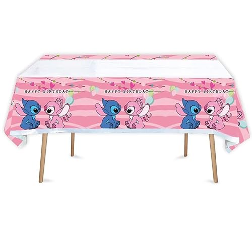 Pink Lilo and Stitch Geburtstagspartyzubehör Engel Kinder Mädchen Geschirr Dekor (Tischdecke) von madeokoltd