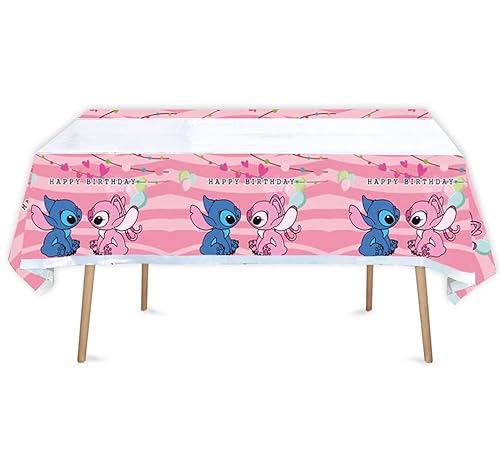 Pink Lilo and Stitch Geburtstagspartyzubehör Engel Kinder Mädchen Geschirr Dekor (Tischdecke) von madeokoltd