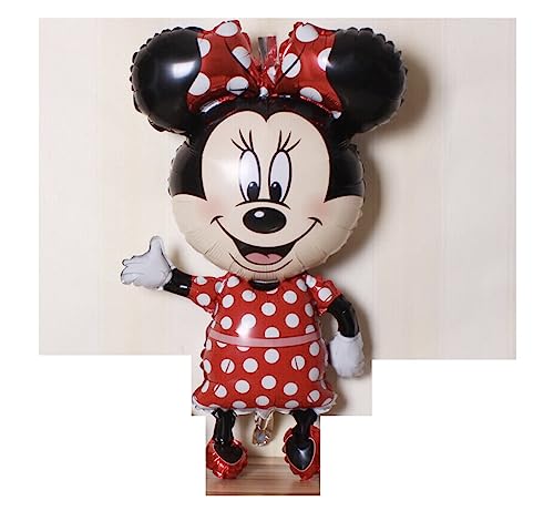 Riesige Micky-Minnie-Maus-Folienballons, Geburtstagsparty, 110 cm, Dekoration UK (Minnie Mouse – roter Pukka Dot) von madeokoltd