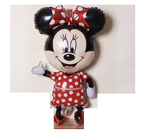 madeoko Riesen-Folienballons mit Mickey-Minnie-Maus-Motiv, Geburtstagsparty, 110 cm, Dekoration UK (Minnie Maus – rote Pukka Punkte) von madeokoltd