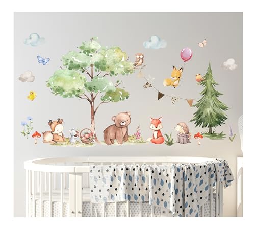 Wandtattoo Wandsticker Waldtiere Kinderzimmer Wandbild Baby Wandaufkleber Wanddeko für Babyzimmer Bär Hase Fuchs Bäume madras24 Wandtattoo Wandsticker Waldtiere Kinderzimmer Wandbild Baby Wandaufkleber Wanddeko für Babyzimmer Bär Hase Fuchs Bäume madras24 von madras24