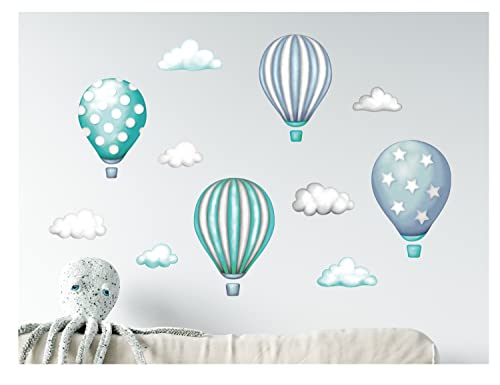 Wandtattoo kinderzimmer Aufkleber Wandaufkleber Kind Baby Kindergarten Zimmer luftballons Ballons Ballon Wolken Wolke Landschaft Wanddeko Baby Kinder Sticker B46 von madras24