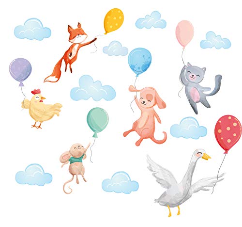 madras24 Aufkleber für Kinder, Wandtattoo Wandaufkleber Luftballons Tiere Ballon Hase, Kaninchen, Wand Dekoration Möbel Kind Das Kinderzimmer, Kindergarten madras24 Aufkleber für Kinder, Wandtattoo Wandaufkleber Luftballons Tiere Ballon Hase, Kaninchen, Wand Dekoration Möbel Kind Das Kinderzimmer, Kindergarten von madras24