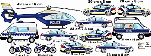 wandtattoo polizei kinderzimmer Hubschrauber Polizeiautos Motor Helicopter Set Aufkleber Wandaufkleber Babyzimmer Tiere autos cars Waldtiere Kinderzimmer Wandaufkleber Dekoration fürs Baby NP XL von madras24