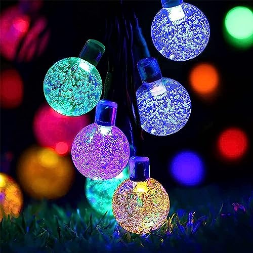 mafiti Lichterkette Aussen, 12M 66 Kristall Kugeln Solar Lichterkette Wasserdicht IP65 für Garten, Terrasse, Balkon, Hochzeit von mafiti