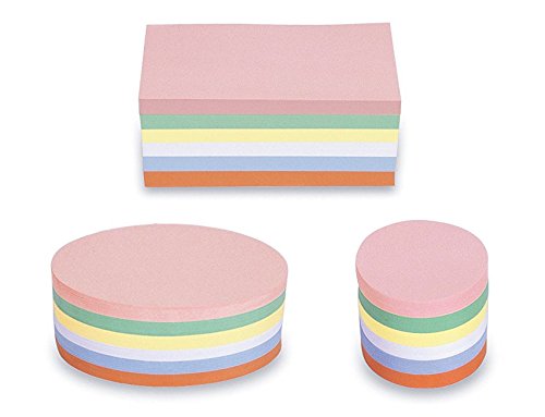 magnetoplan 3 Pack im Set Moderationskarten - Rechteck Oval Rund - 750 Bunte Karten für die Moderation farbig Sortiert, + gratis 90 Klebepunkte 19mm von magnetoplan