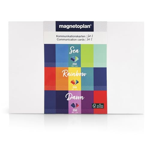 magnetoplan Kommunikationskarten Set 1, 20 x 10 cm, 3er Set blanko Karteikarten mit den Farbenpaletten Sea, Rainbow und Dawn, 120 g/m², 750 Stück aus FSC-Papier, kunststofffrei verpackt magnetoplan Kommunikationskarten Set 1, 20 x 10 cm, 3er Set blanko Karteikarten mit den Farbenpaletten Sea, Rainbow und Dawn, 120 g/m², 750 Stück aus FSC-Papier, kunststofffrei verpackt von magnetoplan