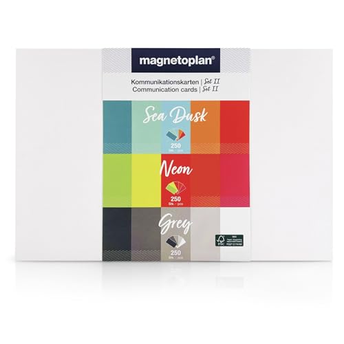 magnetoplan Kommunikationskarten Set 2, 20 x 10 cm, 3er Set blanko Karteikarten mit den Farbpaletten Sea Dusk, Neon und Grey, 120 g/m², 750 Stück aus FSC-Papier, kunststofffrei verpackt magnetoplan Kommunikationskarten Set 2, 20 x 10 cm, 3er Set blanko Karteikarten mit den Farbpaletten Sea Dusk, Neon und Grey, 120 g/m², 750 Stück aus FSC-Papier, kunststofffrei verpackt von magnetoplan