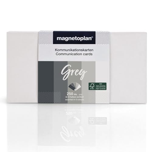 magnetoplan Kommunikationskarten Set "Grey", 20 x 10 cm, blanko Karteikarten in 5 Graustufen, 120 g/m², 250 Stück aus FSC-Papier, kunststofffrei verpackt magnetoplan Kommunikationskarten Set "Grey", 20 x 10 cm, blanko Karteikarten in 5 Graustufen, 120 g/m², 250 Stück aus FSC-Papier, kunststofffrei verpackt von magnetoplan