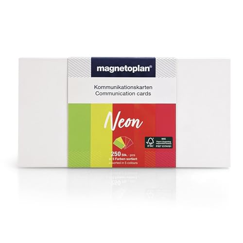 magnetoplan Kommunikationskarten Set "Neon", 20 x 10 cm, blanko Karteikarten in 5 leuchtenden Farben, 120 g/m², 250 Stück aus FSC-Papier, kunststofffrei verpackt magnetoplan Kommunikationskarten Set "Neon", 20 x 10 cm, blanko Karteikarten in 5 leuchtenden Farben, 120 g/m², 250 Stück aus FSC-Papier, kunststofffrei verpackt von magnetoplan