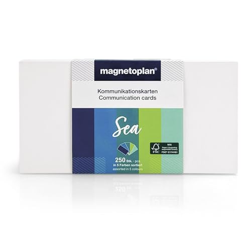 magnetoplan Kommunikationskarten Set "Sea", 20 x 10 cm, blanko Karteikarten in 5 aquatischen Farben, 120 g/m², 250 Stück aus FSC-Papier, kunststofffrei verpackt magnetoplan Kommunikationskarten Set "Sea", 20 x 10 cm, blanko Karteikarten in 5 aquatischen Farben, 120 g/m², 250 Stück aus FSC-Papier, kunststofffrei verpackt von magnetoplan