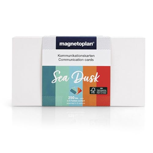 magnetoplan Kommunikationskarten Set "Sea Dusk", 20 x 10 cm, blanko Karteikarten in 5 Pastellfarben, 120 g/m², 250 Stück aus FSC-Papier, kunststofffrei verpackt magnetoplan Kommunikationskarten Set "Sea Dusk", 20 x 10 cm, blanko Karteikarten in 5 Pastellfarben, 120 g/m², 250 Stück aus FSC-Papier, kunststofffrei verpackt von magnetoplan