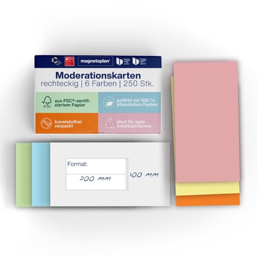 magnetoplan Moderationskarten, rechteckig | BxH 200x100 mm | 250 Stück | Kommunikationskarten in 6 Pastellfarben | Für Meetings und Präsentationen | FSC-zertifiziert und kunststofffrei verpackt magnetoplan Moderationskarten, rechteckig | BxH 200x100 mm | 250 Stück | Kommunikationskarten in 6 Pastellfarben | Für Meetings und Präsentationen | FSC-zertifiziert und kunststofffrei verpackt von magnetoplan